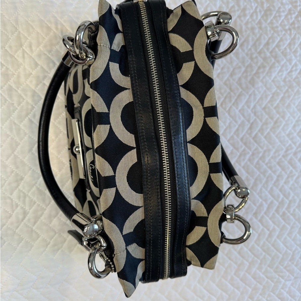 Coach Kristin Black/Gray Signature Satchel - Picture 7 of 16